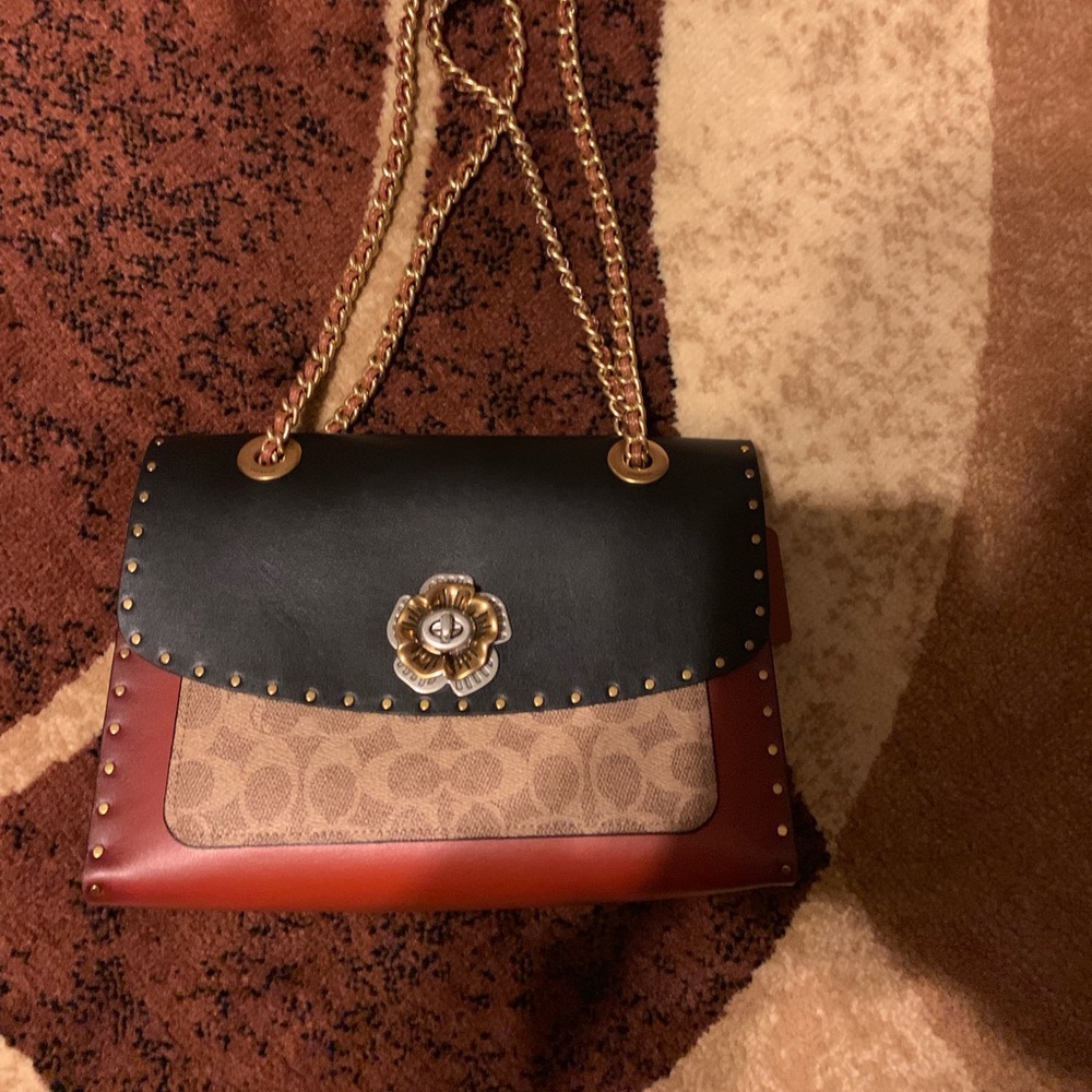 Coach Parker with Rivets and Snakeskin Purse